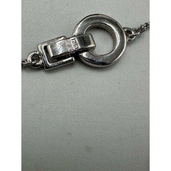 Givenchy Necklace Silver Tone Rhinestone Crystal Swirl Drop Pendant 16.5 Inch - Picture 6 of 9